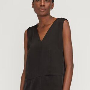 Everlane The Satin V-Neck Top Black Like New
